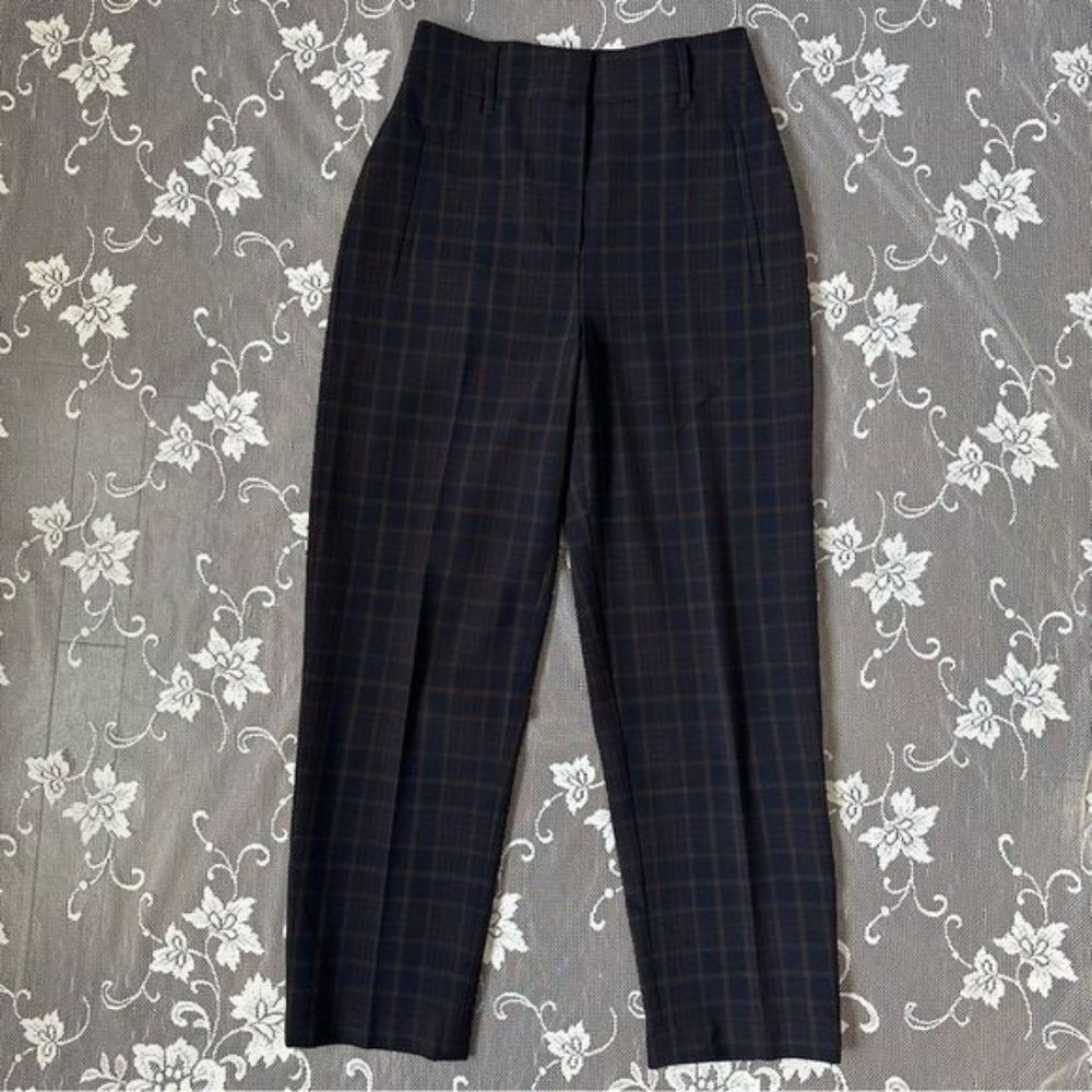 Aritzia?Wilfred?High Waisted Plaid Cropped Trousers Sz 0